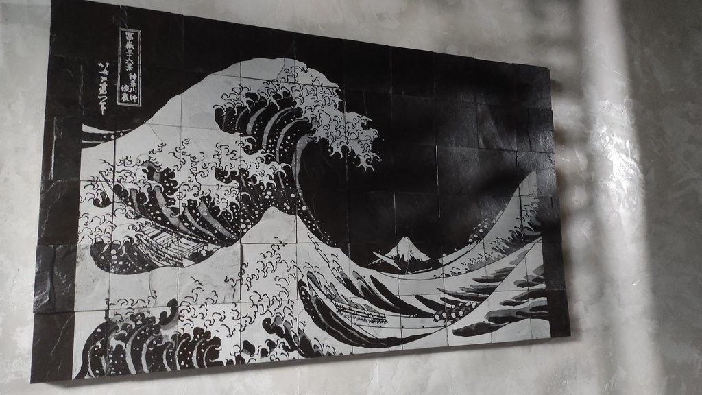 Mosaico Artístico em Pedra Natural – A Grande Onda de Kanagawa | 100x60 cm