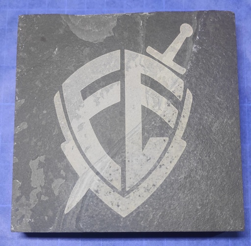 Placa de Ardósia 10x10cm – Brasão da Fé e Salmo 91 Gravados em Duas Faces