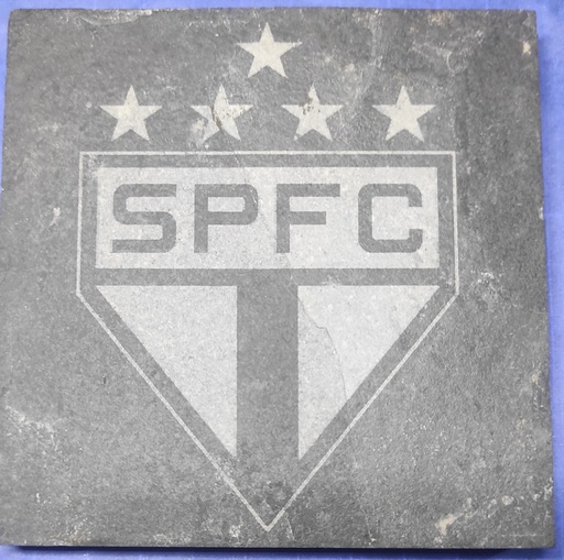 Placa de Ardósia 10x10cm – Brasão do São Paulo FC e Hino Gravados em Duas Faces
